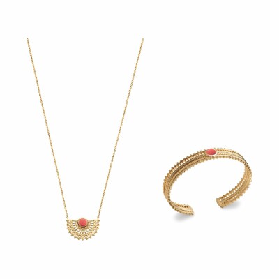 Bracelet jonc en plaqué or et pierre synthétique