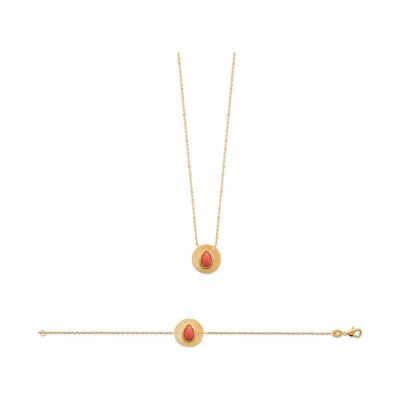 Collier en plaqué or et pierre synthétique, 45cm