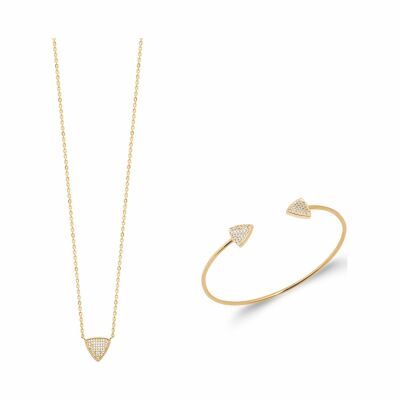 Collier en plaqué or et oxydes de zirconium, 45cm