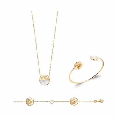 Bracelet en plaqué or et nacre, 18cm