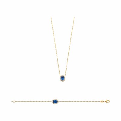 Bracelet en plaqué or et pierre synthétique, 18cm