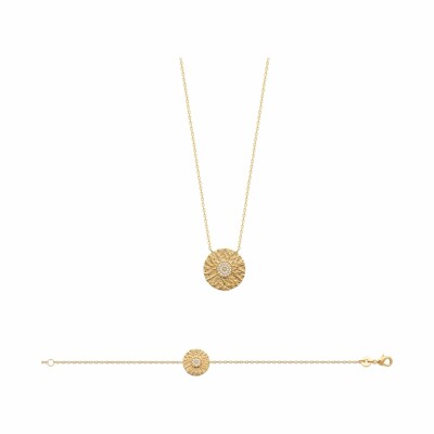 Collier en plaqué or et oxydes de zirconium, 45cm