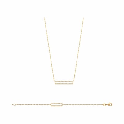 Collier en plaqué or et oxydes de zirconium, 45cm