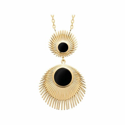 Collier en plaqué or et agate noire, 45cm