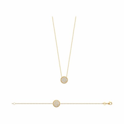 Collier en plaqué or et oxydes de zirconium, 45cm