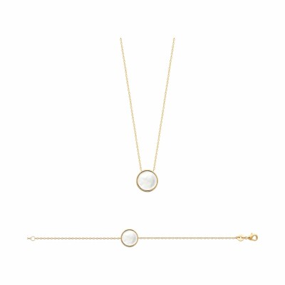 Bracelet en plaqué or et nacre, 18cm