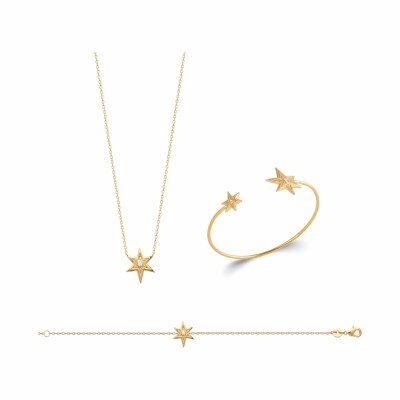 Collier en plaqué or et oxydes de zirconium, 45cm