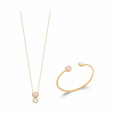 Collier en plaqué or et pierre véritable, 45cm