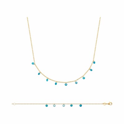 Collier en plaqué or et pierre synthétique, 45cm
