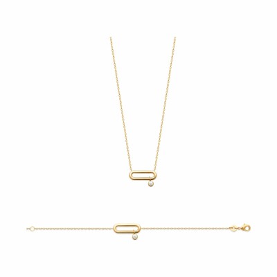 Collier en plaqué or et oxydes de zirconium, 45cm