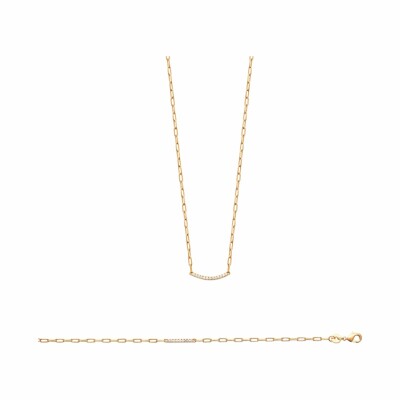 Collier en plaqué or et oxydes de zirconium, 45cm