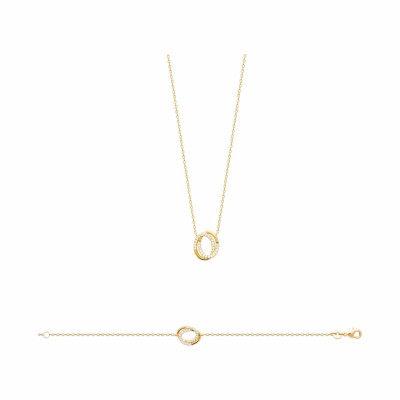 Bracelet en plaqué or et oxydes de zirconium, 18cm