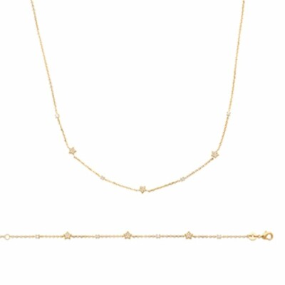 Collier en plaqué or et oxydes de zirconium, 45cm