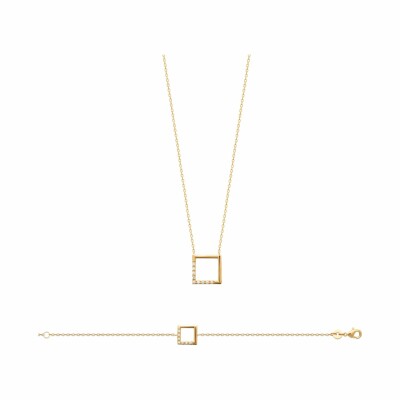 Collier en plaqué or et oxydes de zirconium, 45cm