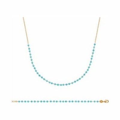 Collier en plaqué or et aigue-marine, 45cm