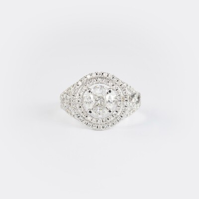 Bague or blanc & diamants 