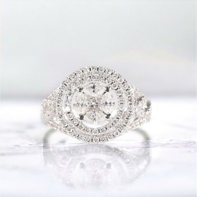 Bague or blanc & diamants