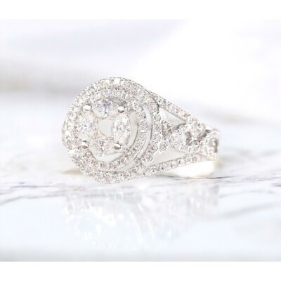 Bague or blanc & diamants