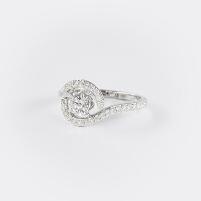 Bague Tourbillon or blanc & diamants 