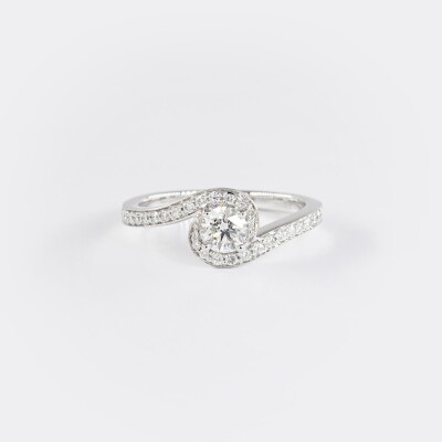 Bague Tourbillon or blanc & diamants 