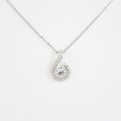 Collier Tourbillon or blanc & diamants 