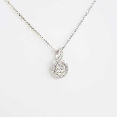 Collier Tourbillon or blanc & diamants 