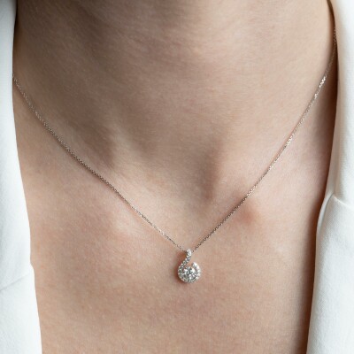 Collier Tourbillon or blanc & diamants 