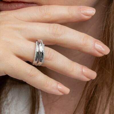 Bague or blanc & diamants