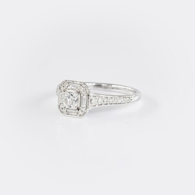 Bague or blanc & diamants 