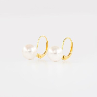 Dormeuse or jaune & perles Akoya