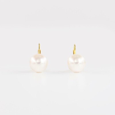 Dormeuse or jaune & perles Akoya