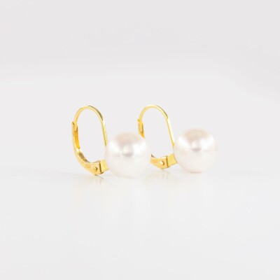Dormeuse or jaune & perles Akoya