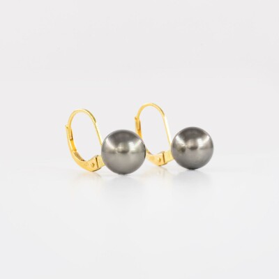 Dormeuse or jaune & perles Tahiti