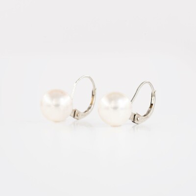 Dormeuse or blanc & perles Akoya