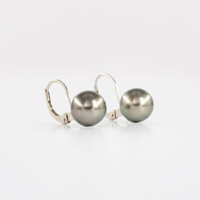 Dormeuse or blanc & perles Tahiti