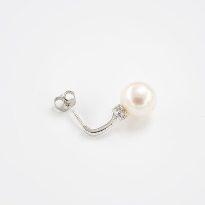 Boucles d'oreilles or blanc, diamants & perles