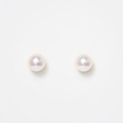 Puces d'oreilles or jaune & perles Akoya 