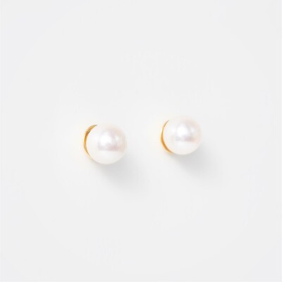 Puces d'oreilles or jaune & perles Akoya 