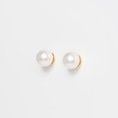 Puces d'oreilles or jaune & perles Akoya 