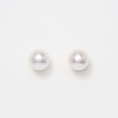 Puces d'oreilles or jaune & perles Akoya 