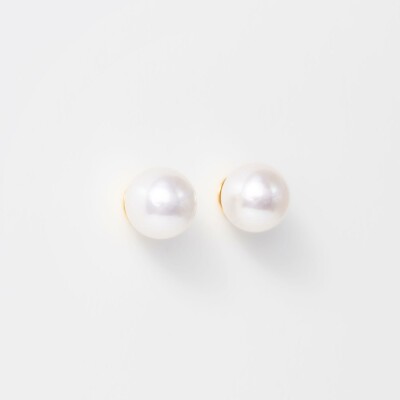 Puces d'oreilles or jaune & perles Akoya 