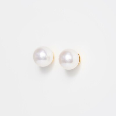 Puces d'oreilles or jaune & perles Akoya 