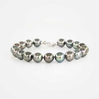 Bracelet or blanc & perles Tahiti
