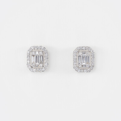 Puces Jazz or blanc & diamants