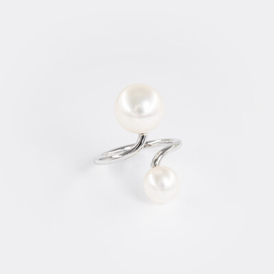 Bague Toi et Moi or blanc & perles 