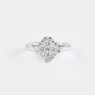Bague Dame de Trèfle or blanc & diamants