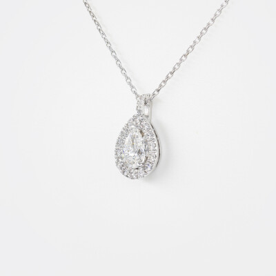 Collier Louis XV or blanc & diamants 