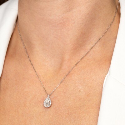 Collier Louis XV or blanc & diamants 