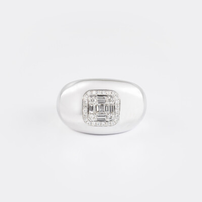 Jonc Jazz or blanc & diamants