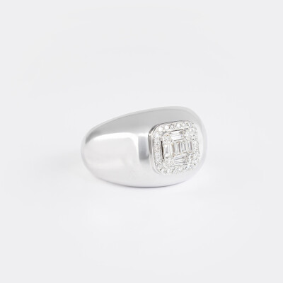 Jonc Jazz or blanc & diamants